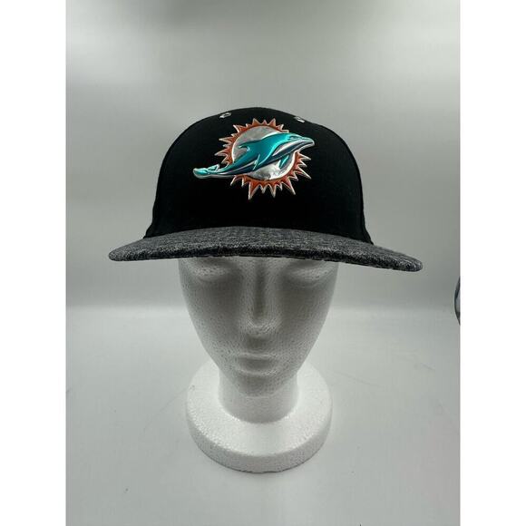 New Era Other - Miami Dolphins Fitted Hat Cap - Size 7 1/8 - New Era 59Fifty - Black Blue Grey